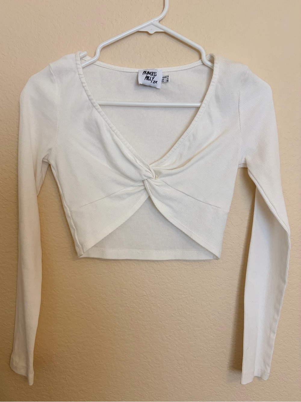 White cropped Princess Polly top